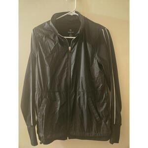 Tangerine Women's Black Activewear Jacket with White Stripe